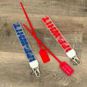 New OFF-WHITE Industrial Clear Keychain/Lanyard/Belt Clip Set of 2 Bundle